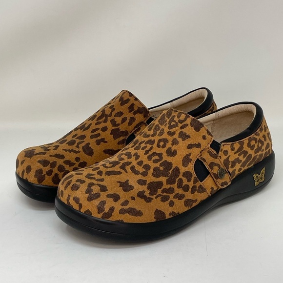 ALEGRIA Shoes Kara Loafer Slip On Comfort Nursing Leopard Print Brown Black - Picture 10 of 13
